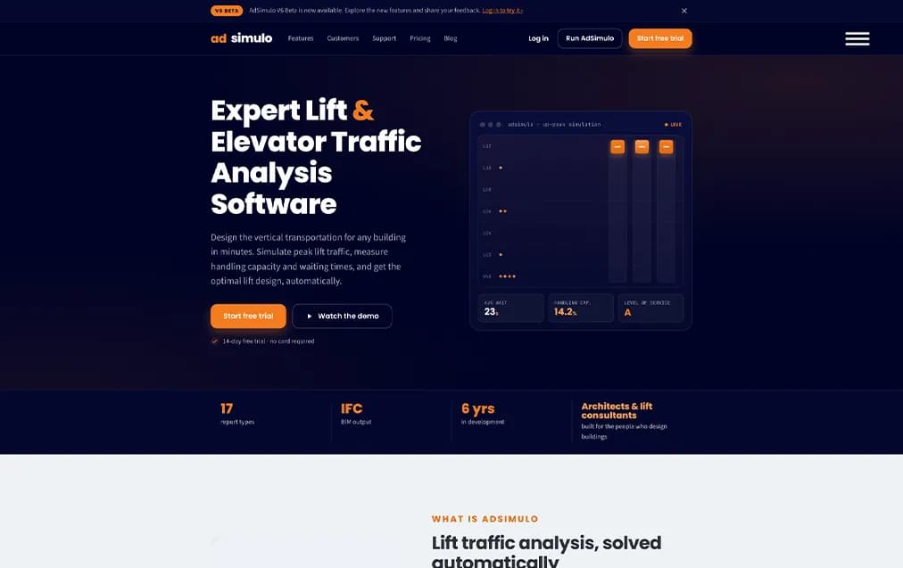 AdSimulo V6 lift traffic analysis application